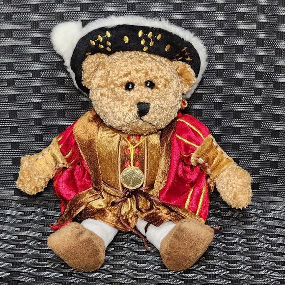Renaissance Plush Golden Brown Bears Historic Royal Queen King Teddy Doll  11" - Picture 2 of 12